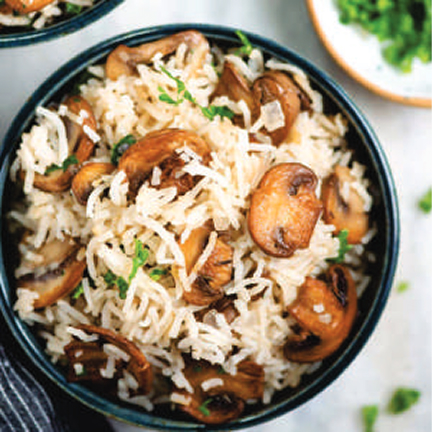 Arroz blanco con champiñones